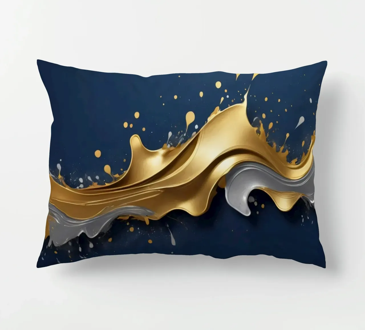 design astratto con onde fluide in oro e argento cuscino da DesignDoodle