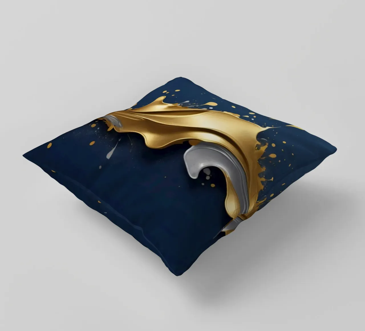 abstraktes Design mit fließenden goldenen und silbernen Wellen Kissen von DesignDoodle