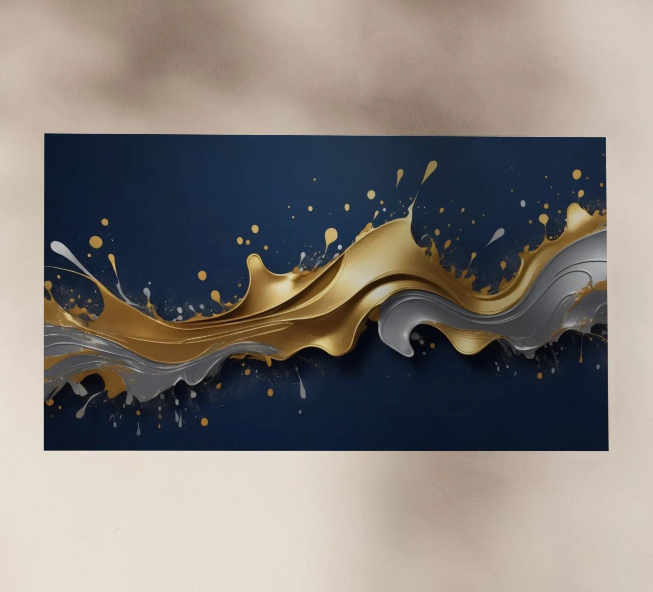 design astratto con onde fluide in oro e argento pellicola backlit da DesignDoodle