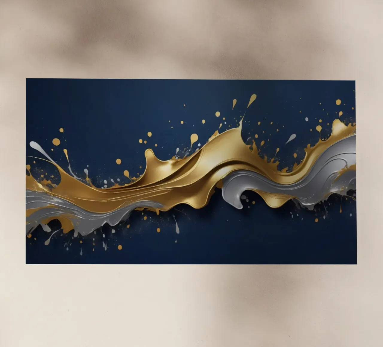 dessin abstrait représentant des vagues d'or et d'argent film rétro-éclairé de DesignDoodle