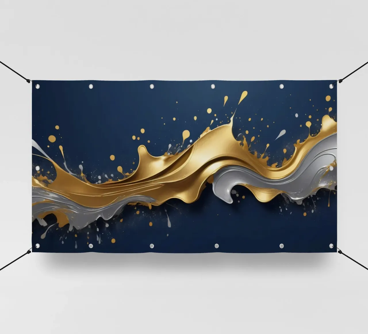 design astratto con onde fluide in oro e argento telo in pvc da DesignDoodle