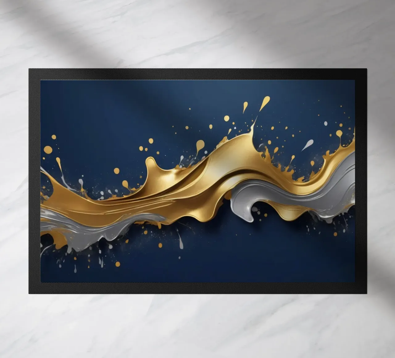 design astratto con onde fluide in oro e argento zerbino da DesignDoodle