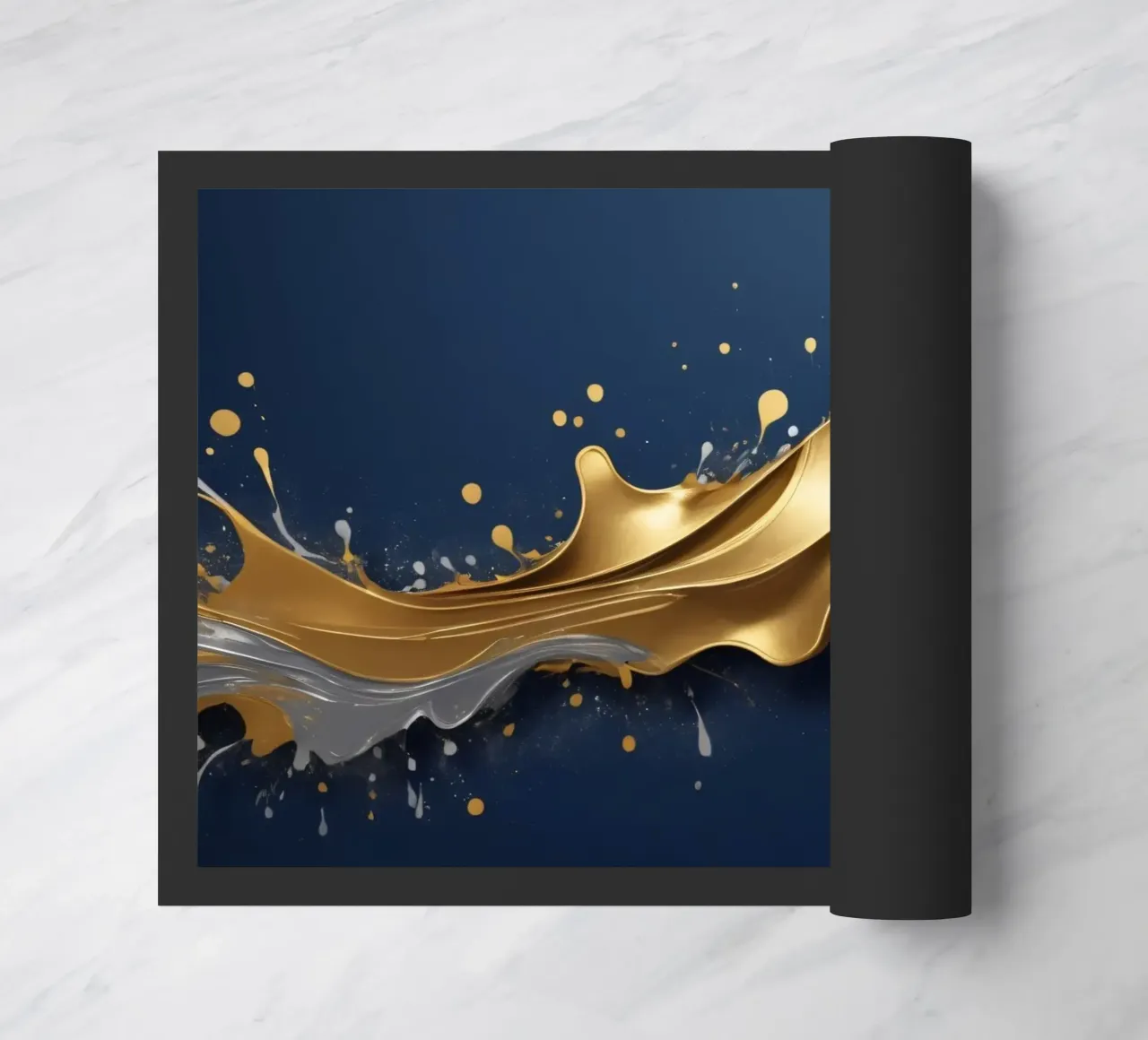 design astratto con onde fluide in oro e argento zerbino da DesignDoodle