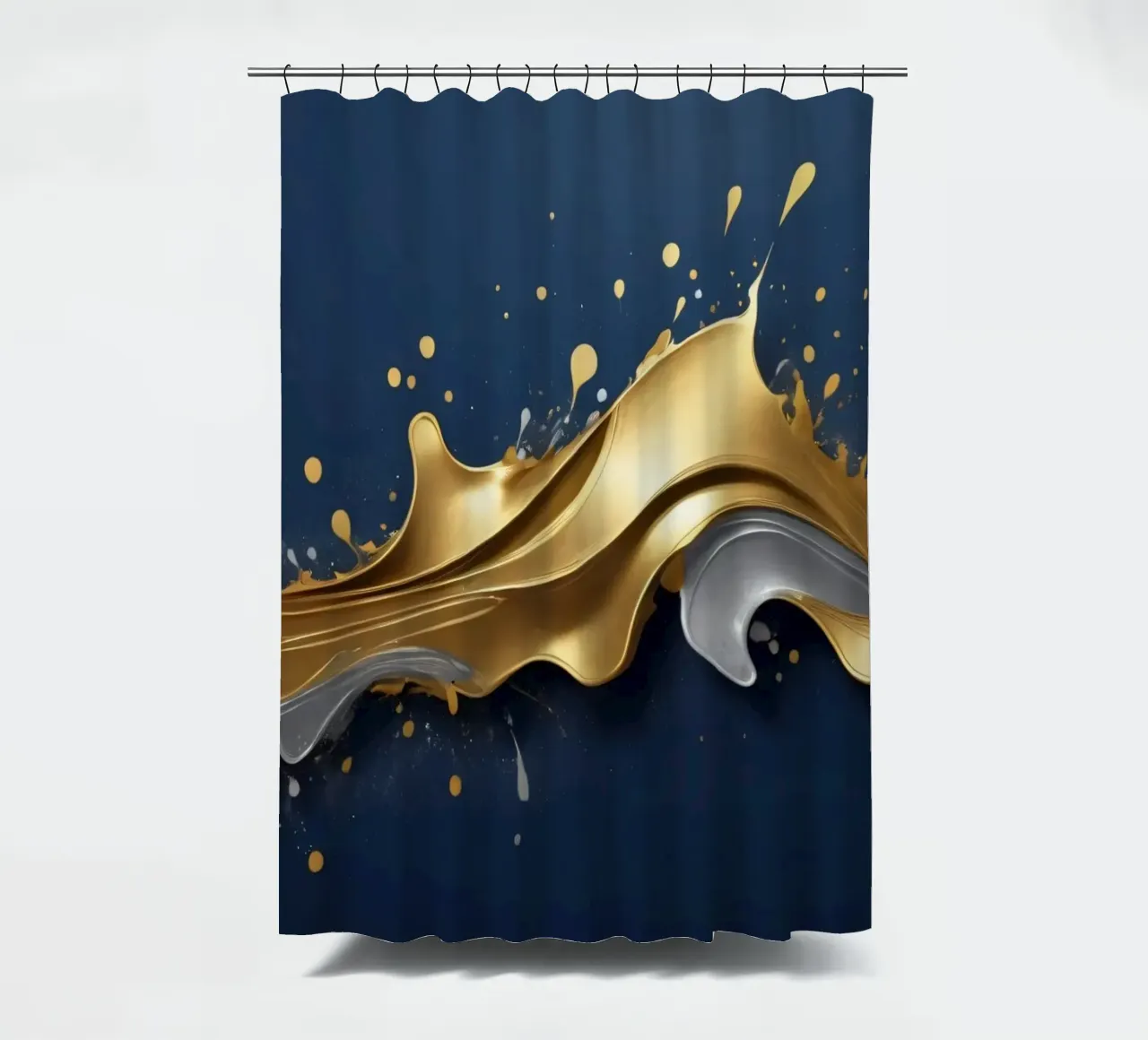 design astratto con onde fluide in oro e argento tenda da doccia da DesignDoodle