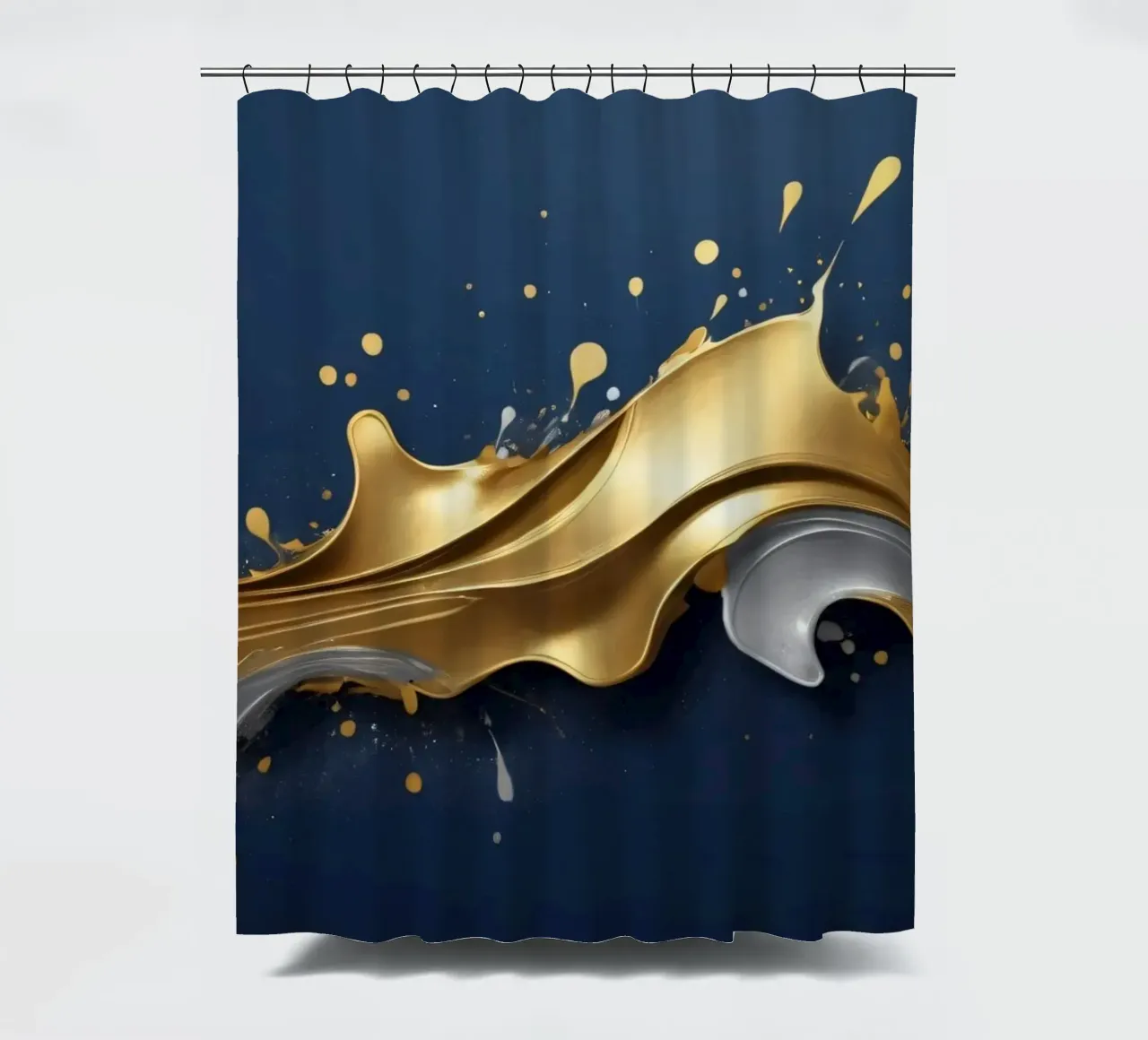 design astratto con onde fluide in oro e argento tenda da doccia da DesignDoodle