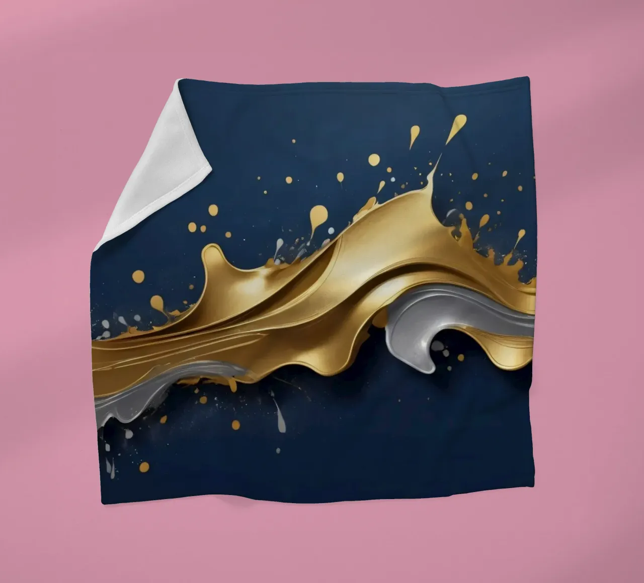 design astratto con onde fluide in oro e argento coperta in pile da DesignDoodle