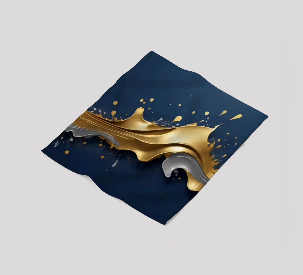 abstract design featuring flowing gold and silver waves fleece blanket by DesignDoodle