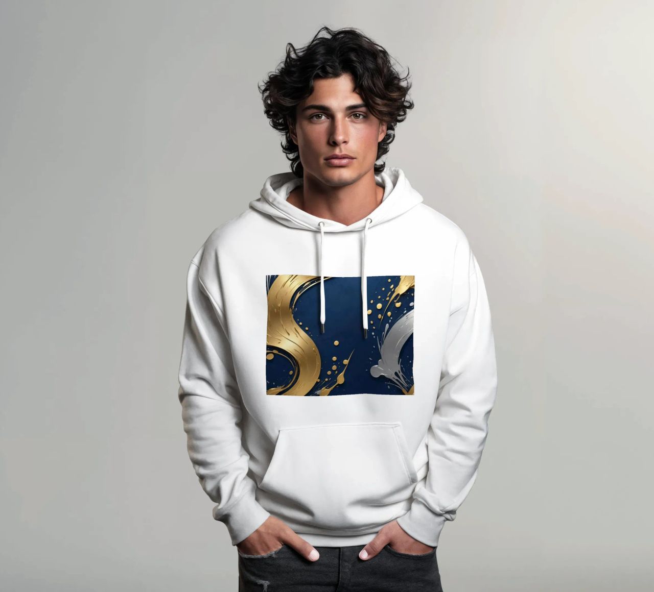 design di sfondo con elementi in oro e argento felpa con cappuccio da DesignDoodle