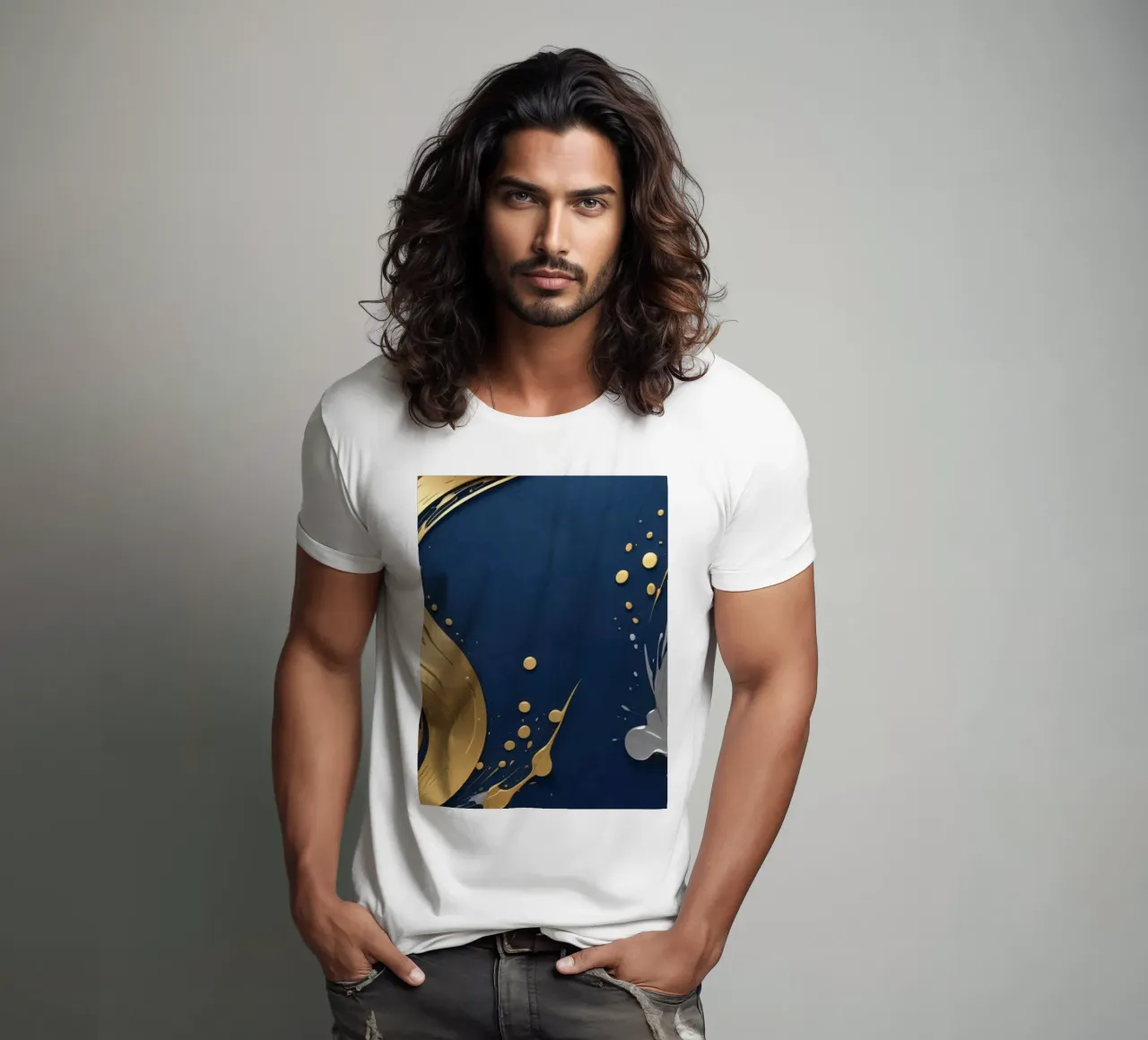 design di sfondo con elementi in oro e argento t-shirt da DesignDoodle