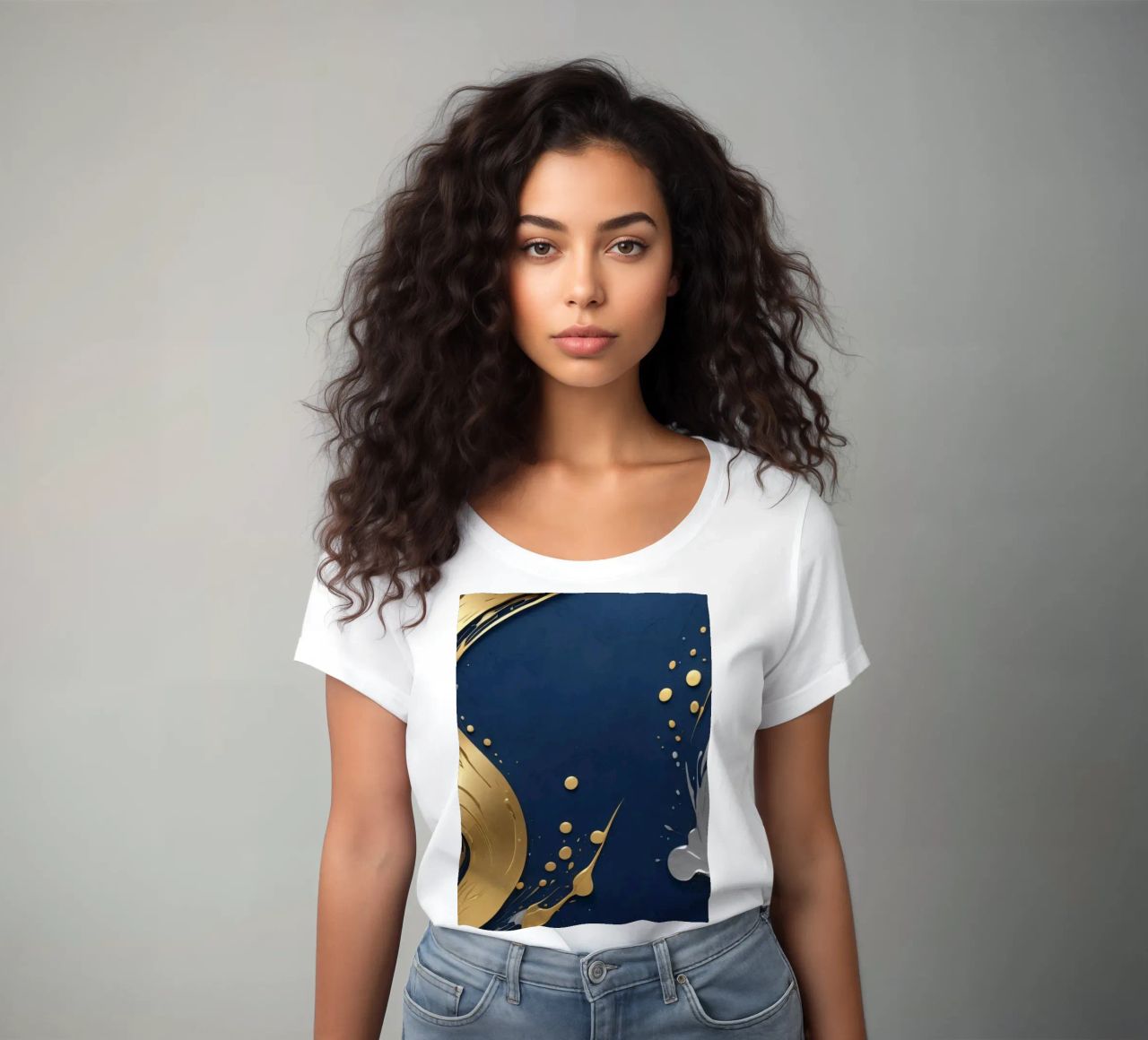design di sfondo con elementi in oro e argento t-shirt da donna da DesignDoodle