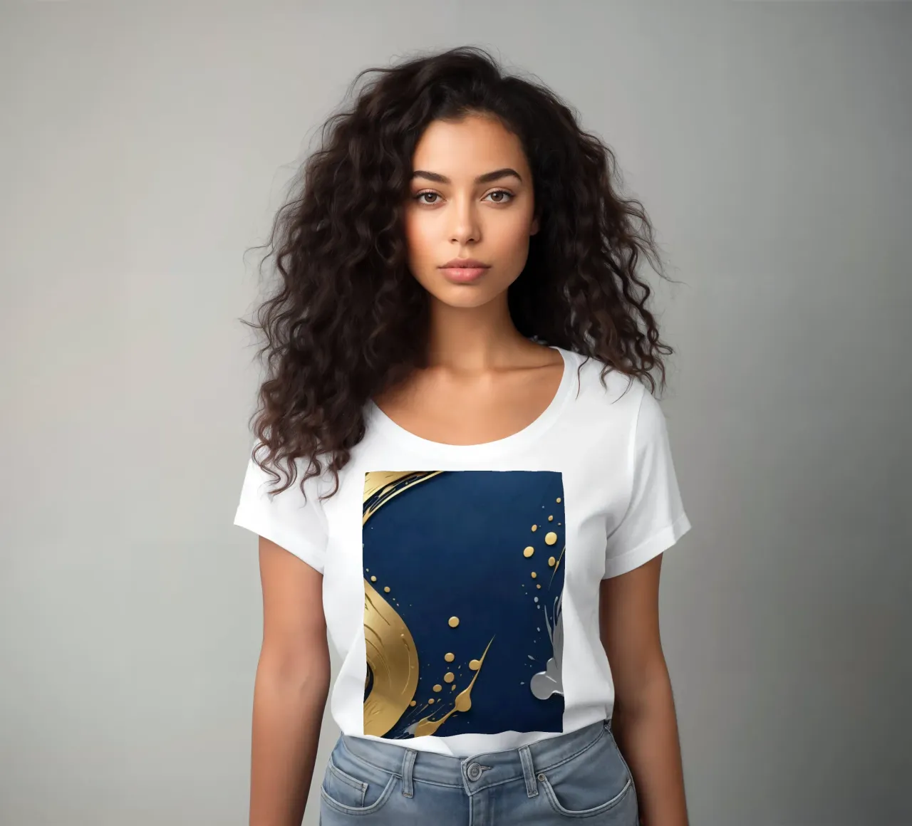 Hintergrunddesign mit goldenen und silbernen Elementen Frauen T-Shirt von DesignDoodle