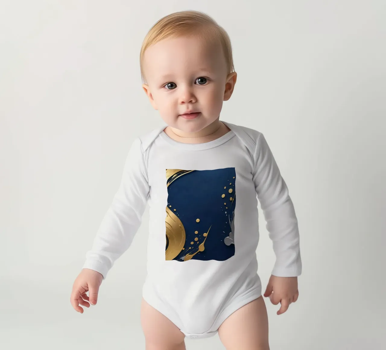 design di sfondo con elementi in oro e argento body neonato maniche lunghe da DesignDoodle