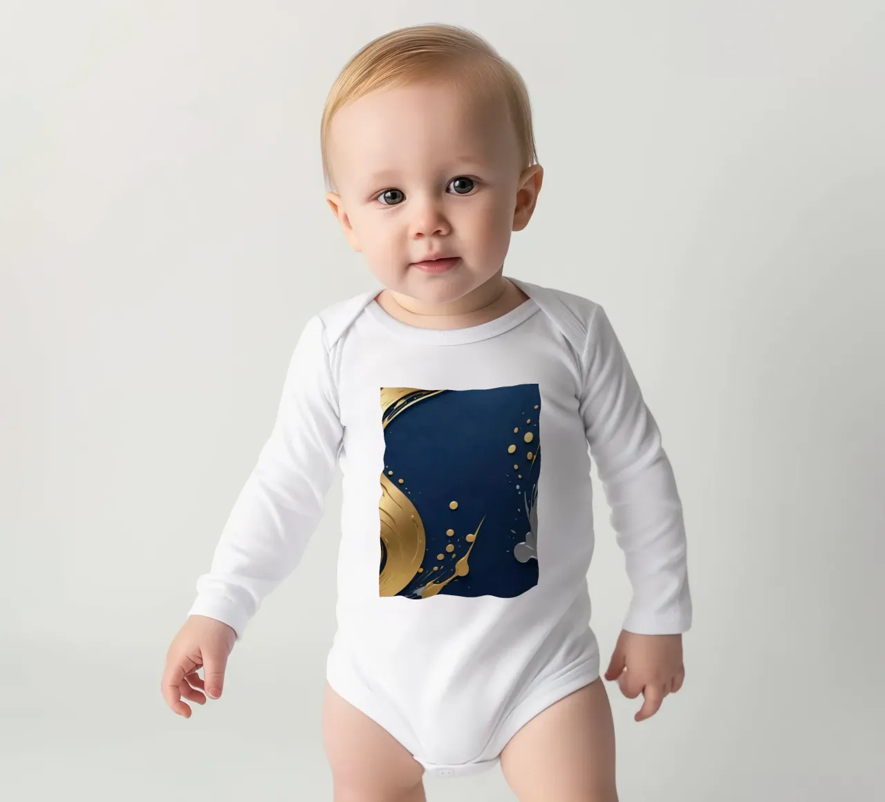 achtergrondontwerp met gouden en zilveren elementen babyrompertje lange mouwen van DesignDoodle