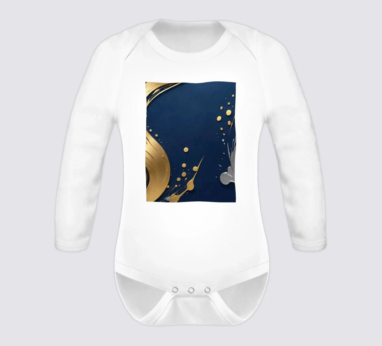 design di sfondo con elementi in oro e argento body neonato maniche lunghe da DesignDoodle