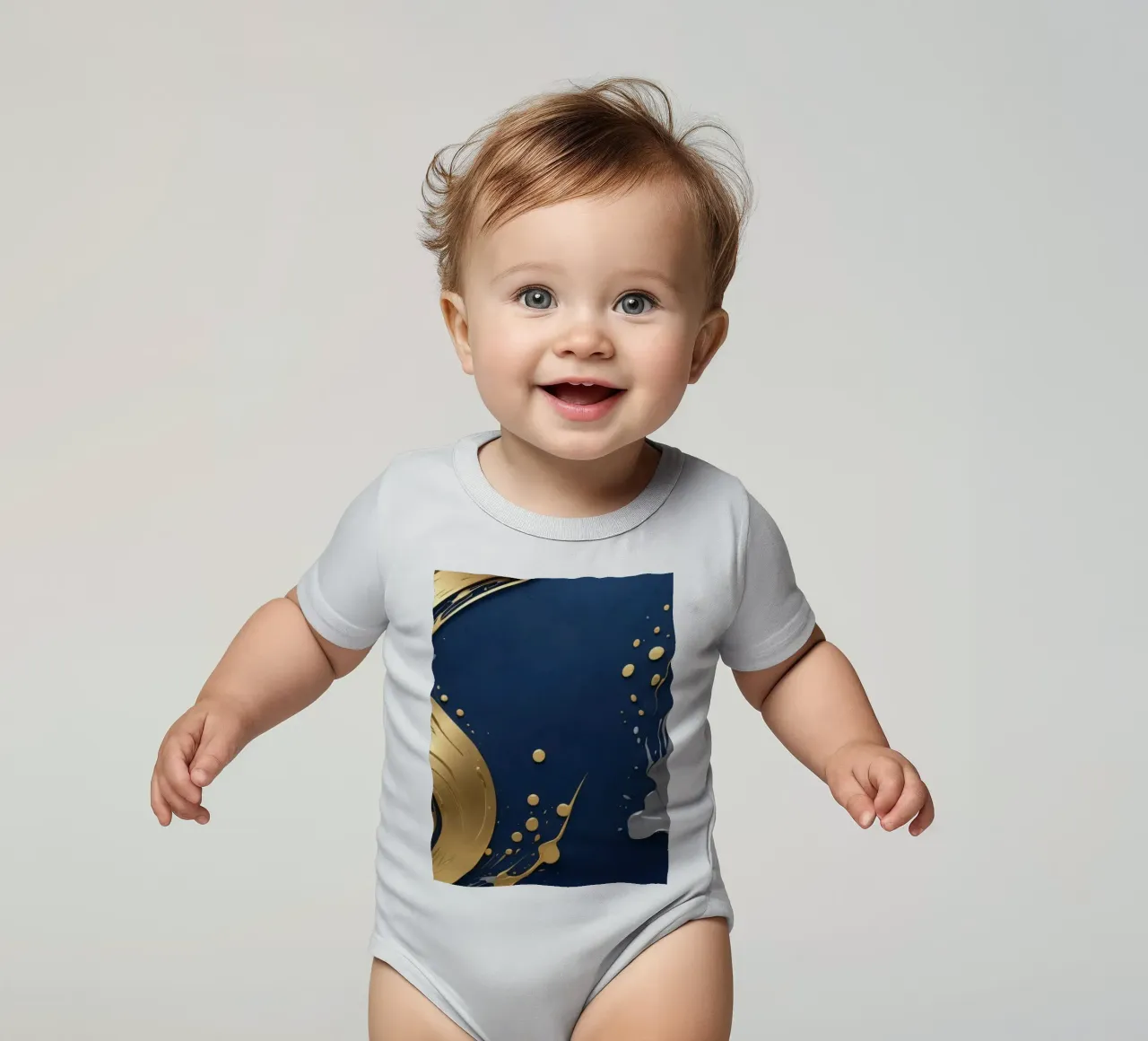 design di sfondo con elementi in oro e argento body neonato maniche corte da DesignDoodle