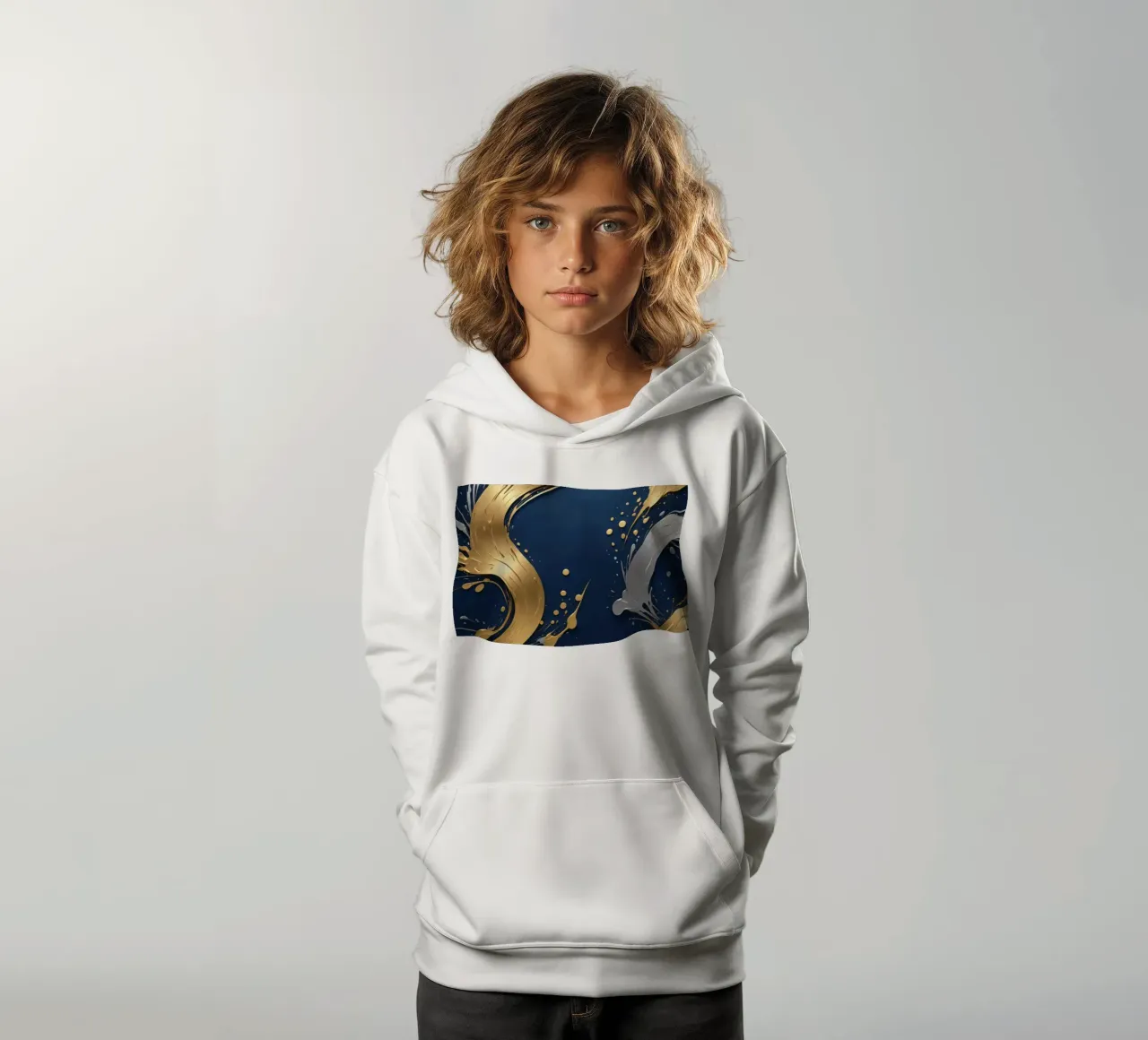 achtergrondontwerp met gouden en zilveren elementen kinder hoodie van DesignDoodle