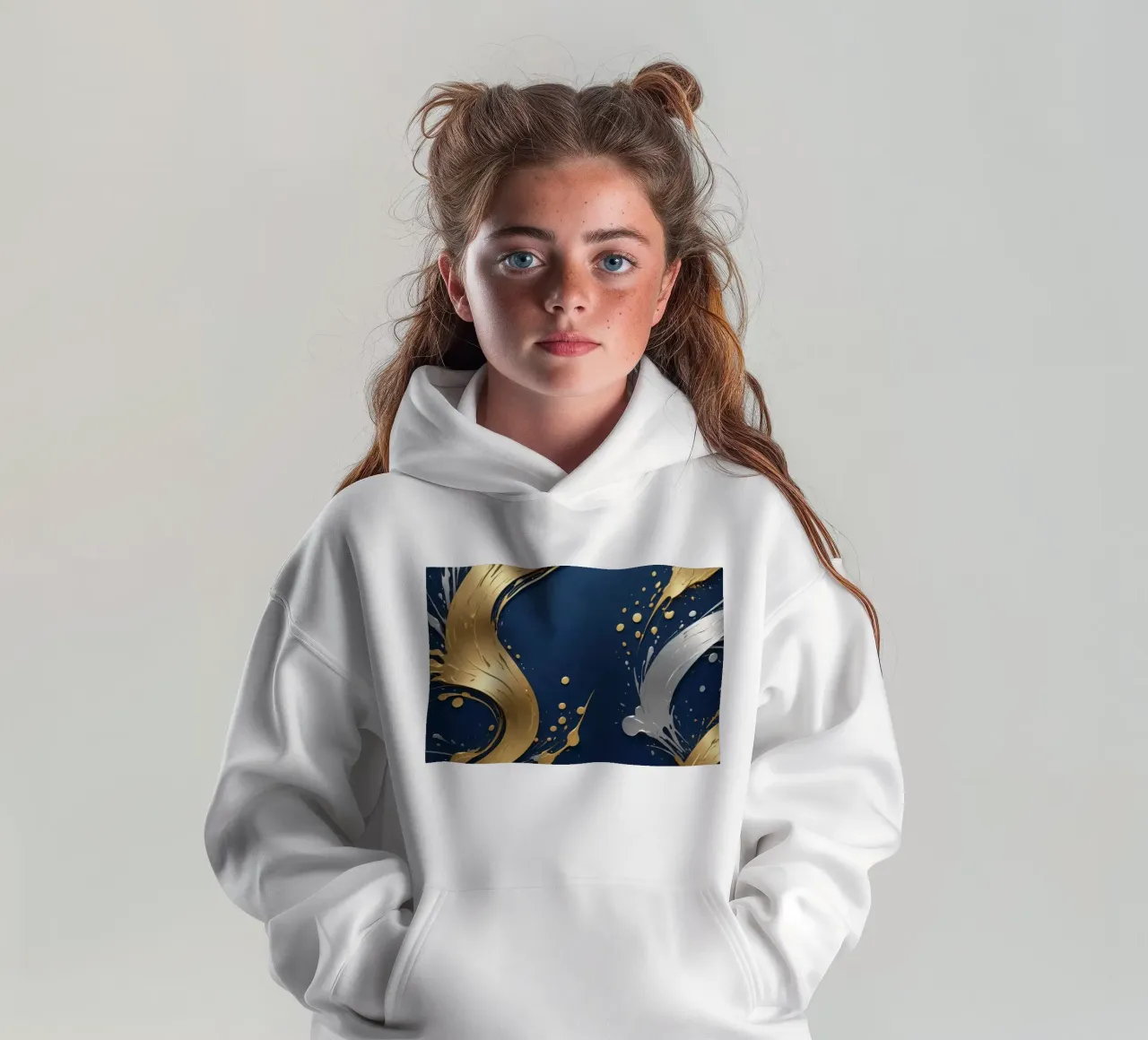 achtergrondontwerp met gouden en zilveren elementen kinder hoodie van DesignDoodle
