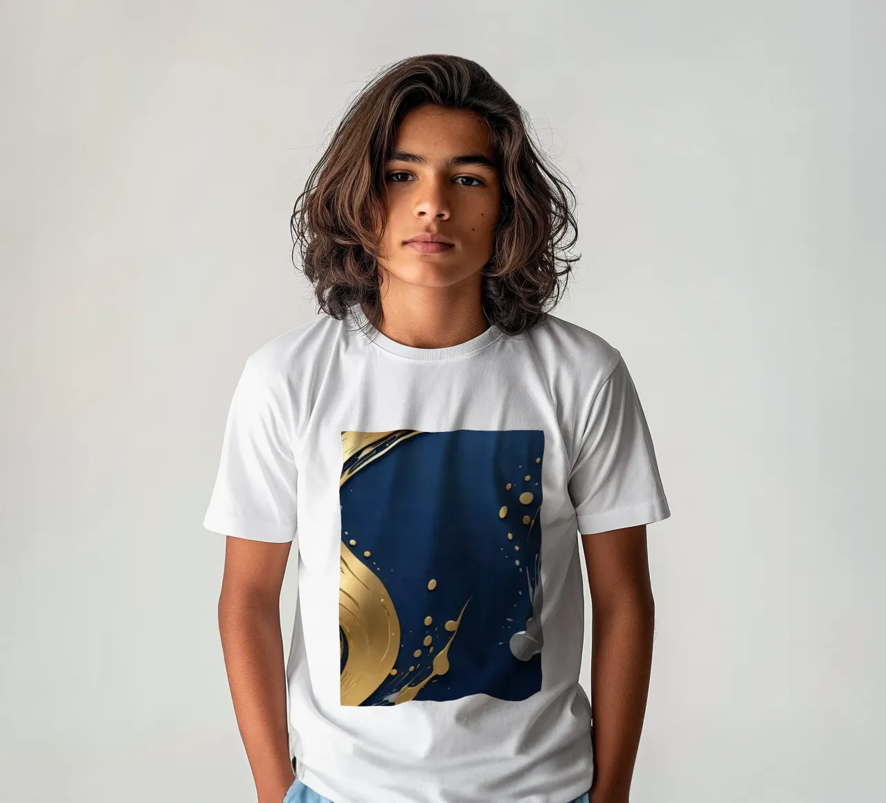 design di sfondo con elementi in oro e argento t-shirt bambini da DesignDoodle