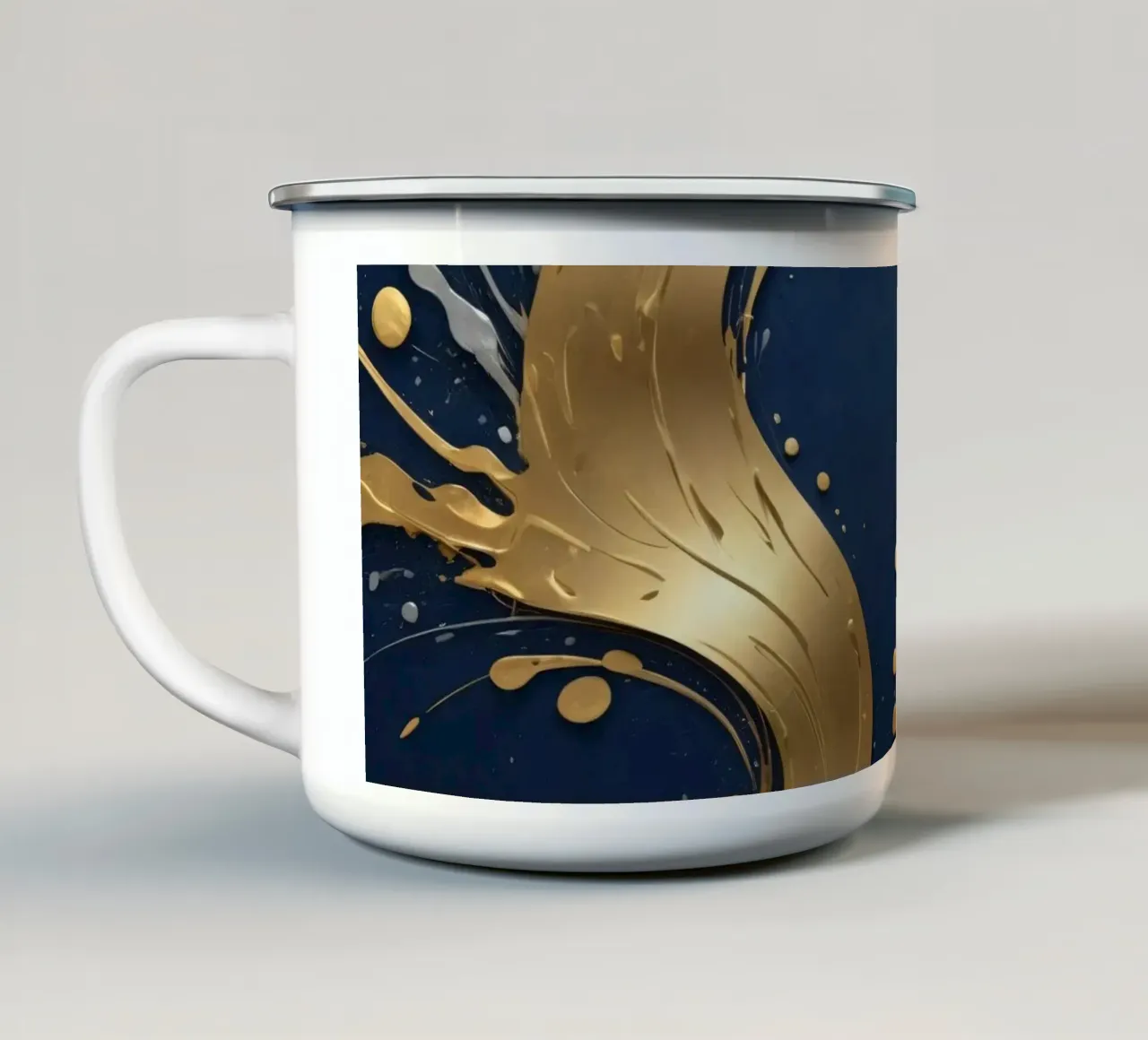 achtergrondontwerp met gouden en zilveren elementen emaille mok van DesignDoodle