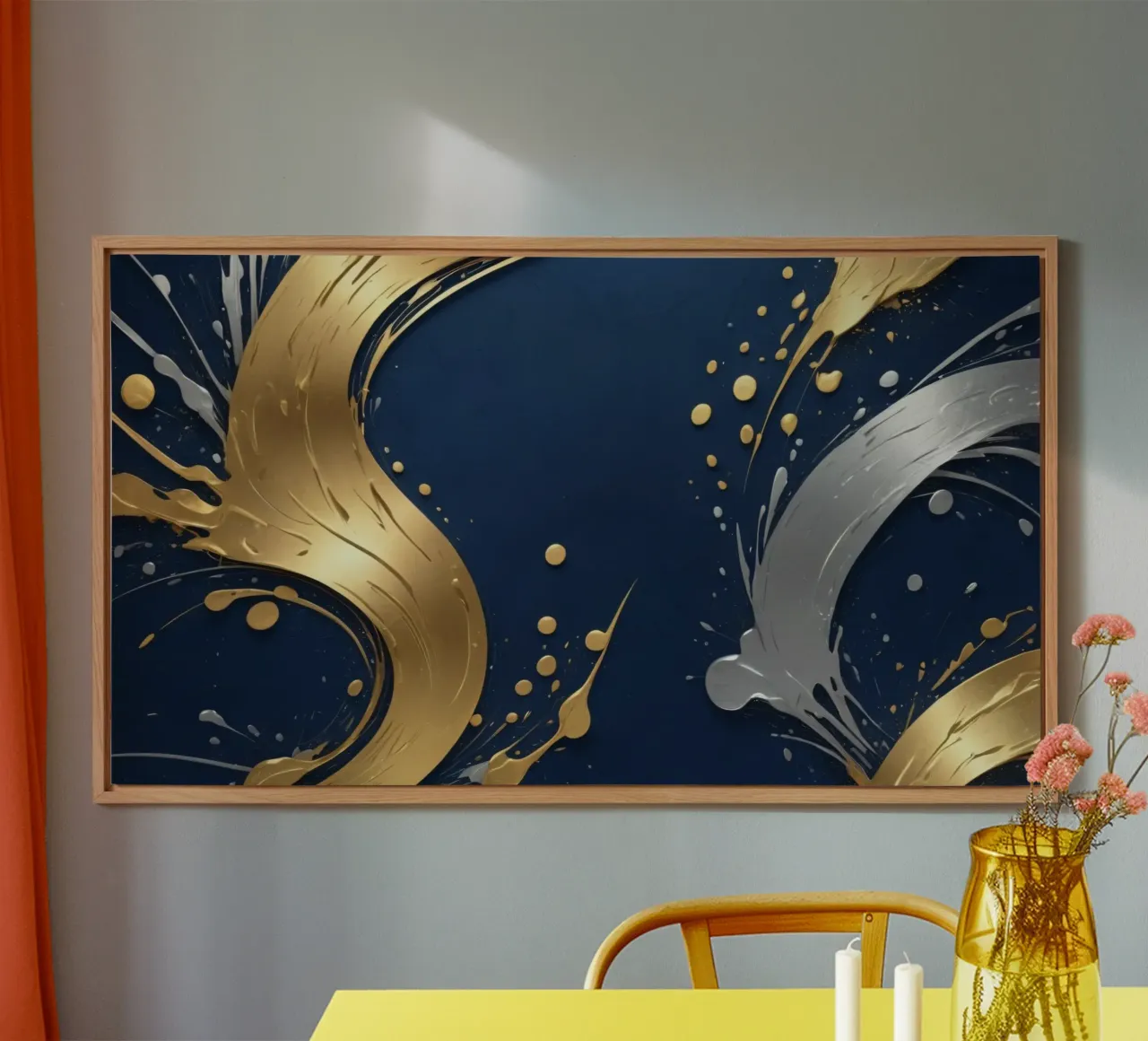 design di sfondo con elementi in oro e argento alluminio dibond da DesignDoodle