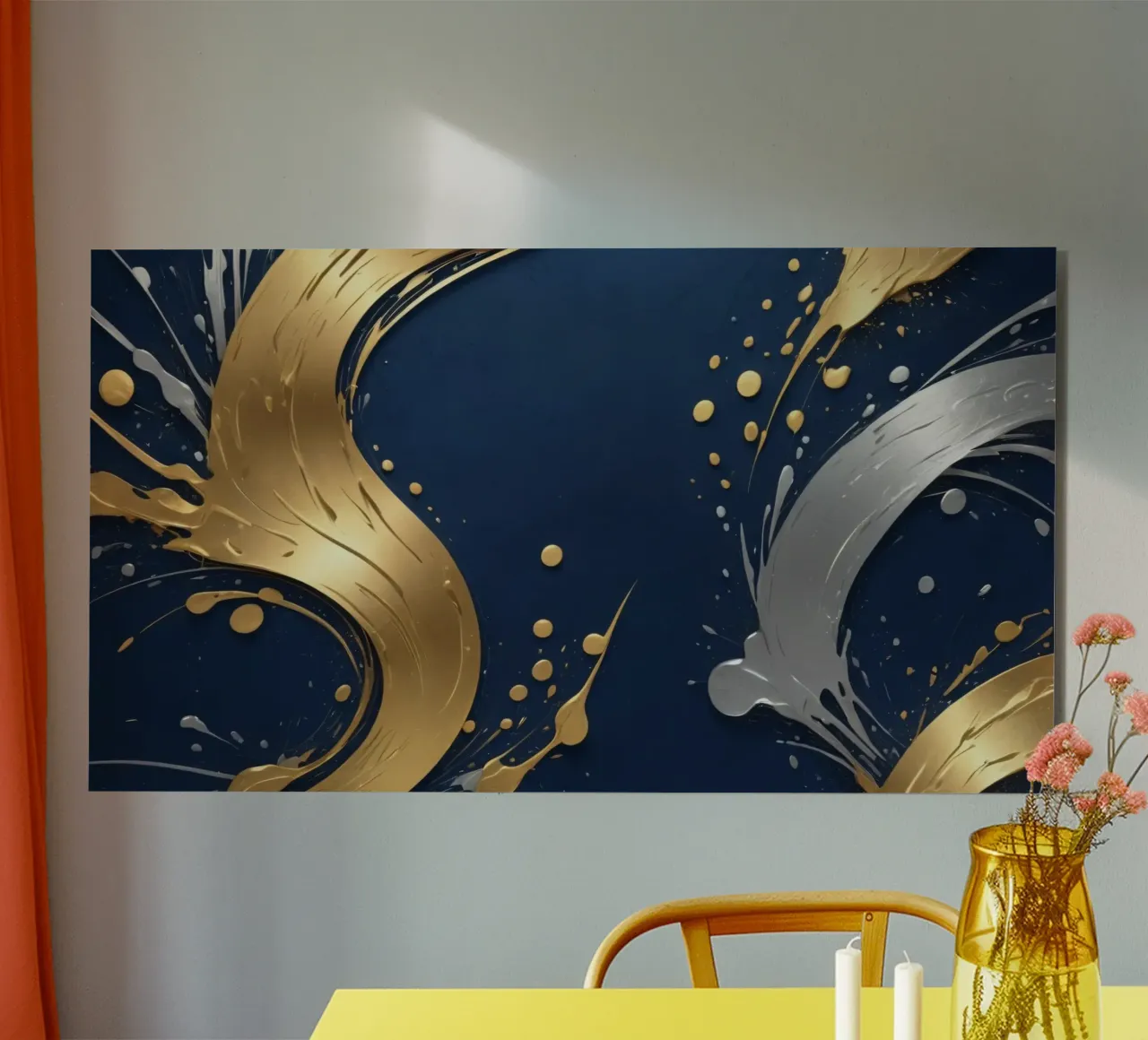 design di sfondo con elementi in oro e argento alluminio dibond da DesignDoodle