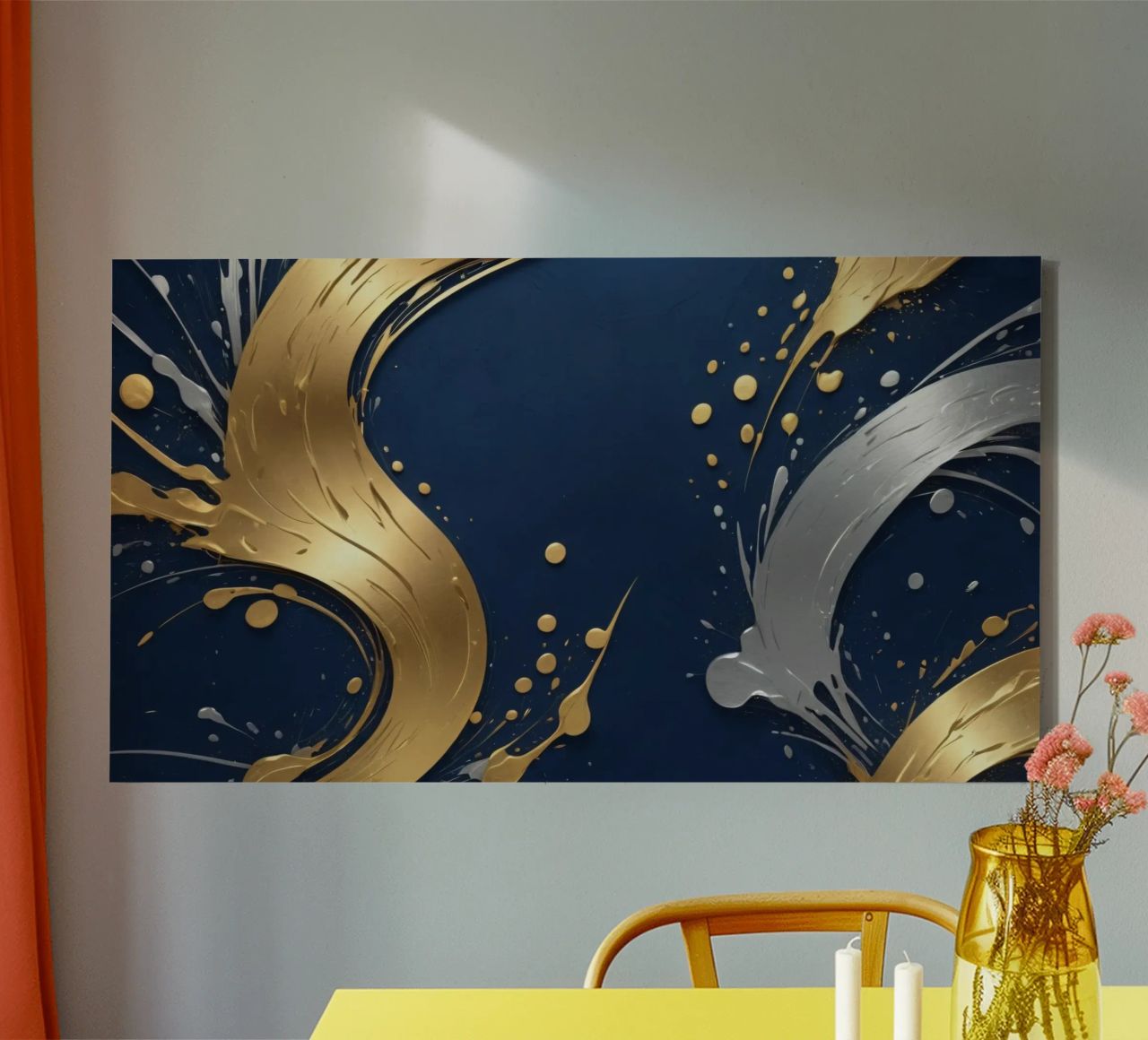 design di sfondo con elementi in oro e argento tela da DesignDoodle