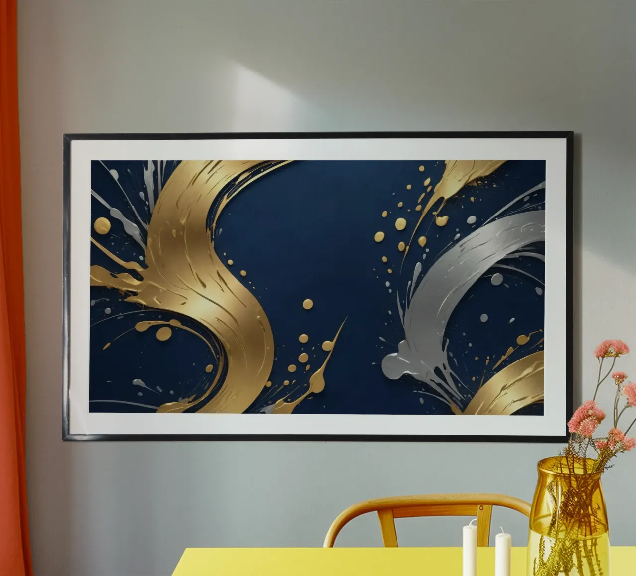 design di sfondo con elementi in oro e argento poster da DesignDoodle