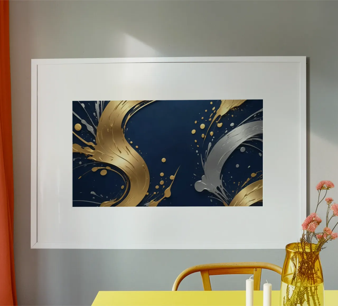 design di sfondo con elementi in oro e argento poster da DesignDoodle