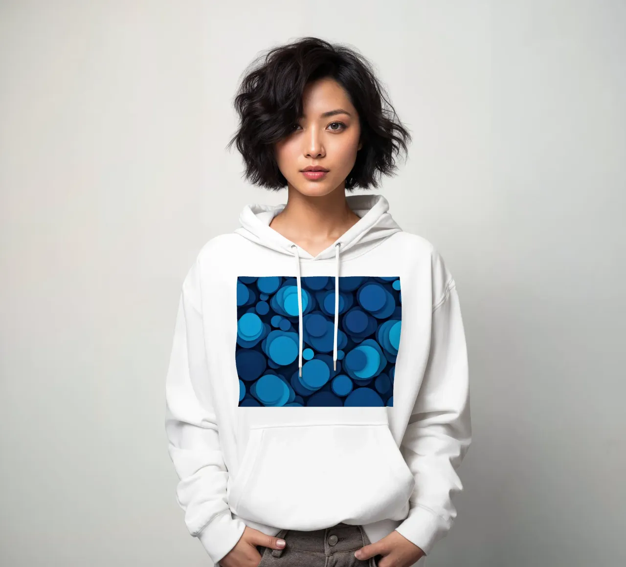 diseño abstracto con círculos azules en capas sudadera con capucha de DesignDoodle
