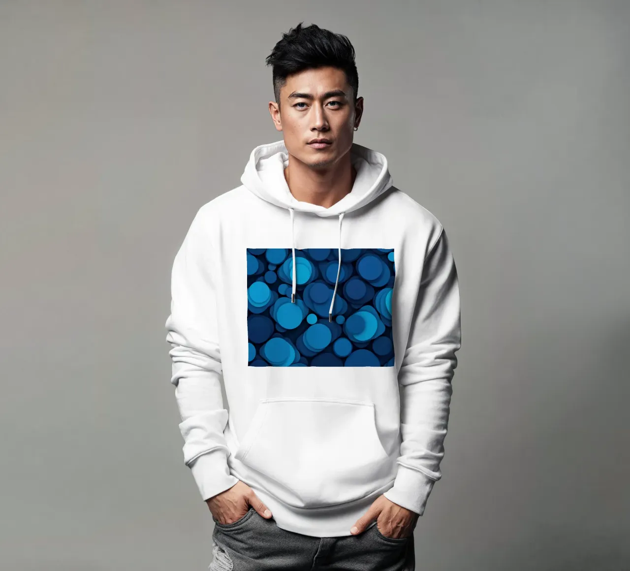 diseño abstracto con círculos azules en capas sudadera con capucha de DesignDoodle