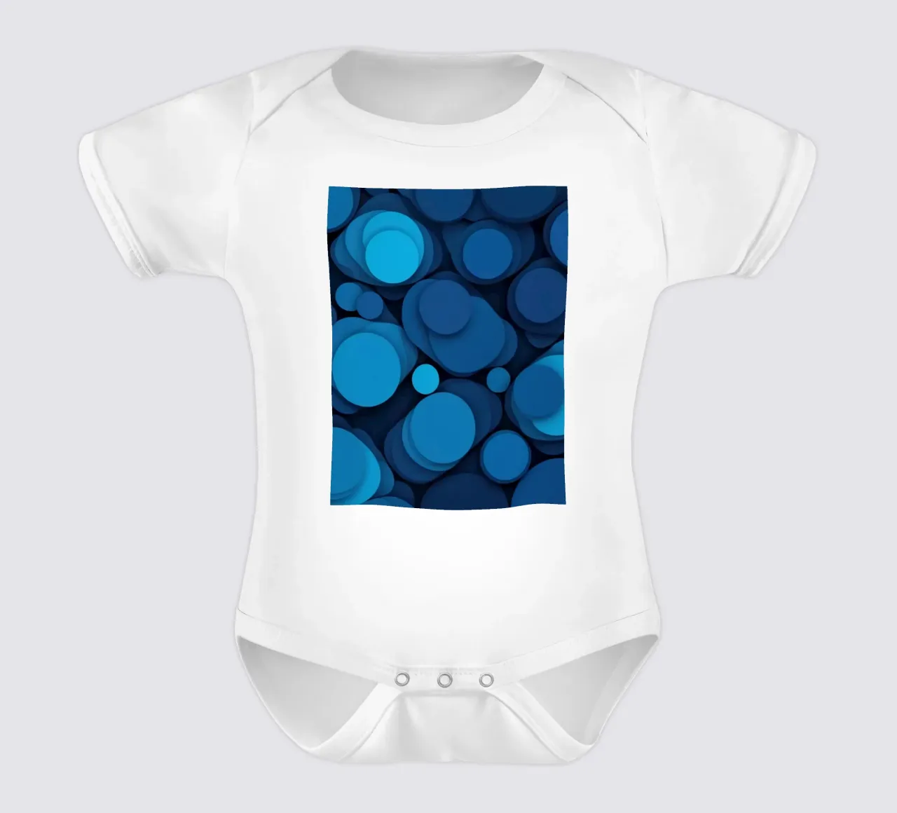 diseño abstracto con círculos azules en capas body de bebé de DesignDoodle