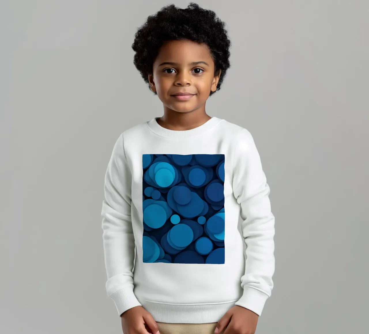 diseño abstracto con círculos azules en capas sudadera para niño de DesignDoodle