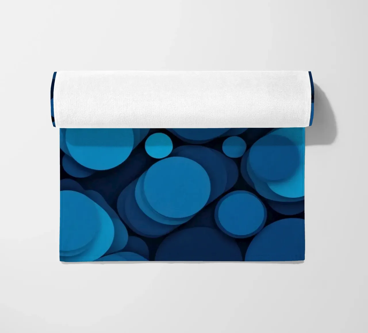 abstract design featuring layered blue circles beach towel by DesignDoodle