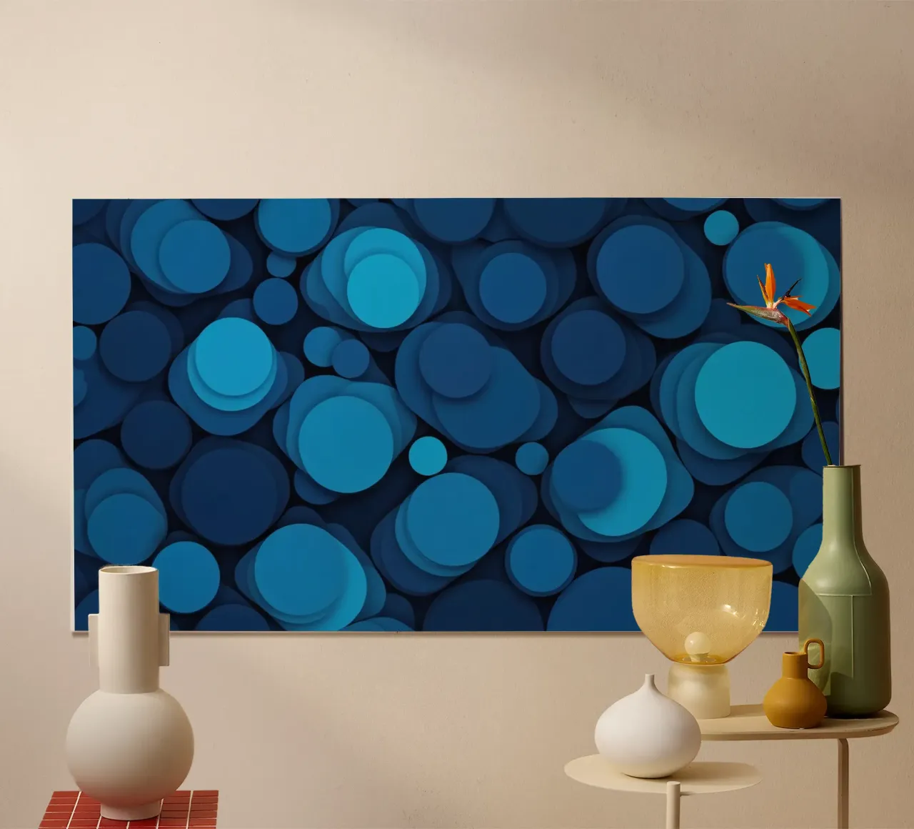 abstract design featuring layered blue circles hahnemühle by DesignDoodle