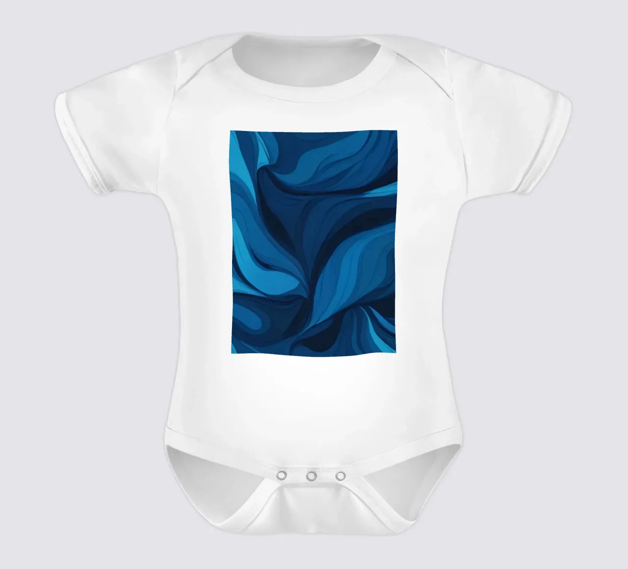 Gedurfd abstract behangontwerp met vloeiende blauwe golven babyrompertje korte mouwen van DesignDoodle