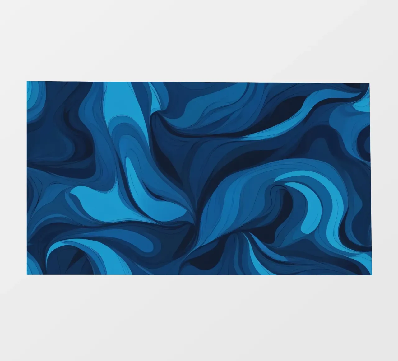 Kühnes abstraktes Tapetendesign mit fließenden blauen Wellen Fototapete von DesignDoodle