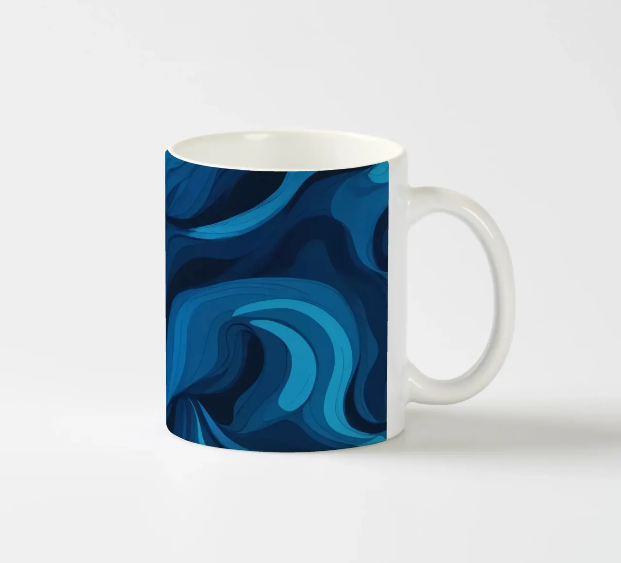 Gedurfd abstract behangontwerp met vloeiende blauwe golven keramische mok van DesignDoodle