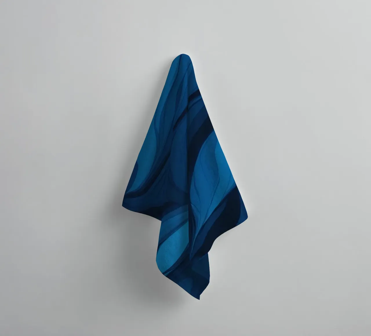 Bold abstract wallpaper design featuring flowing blue waves towel by DesignDoodle