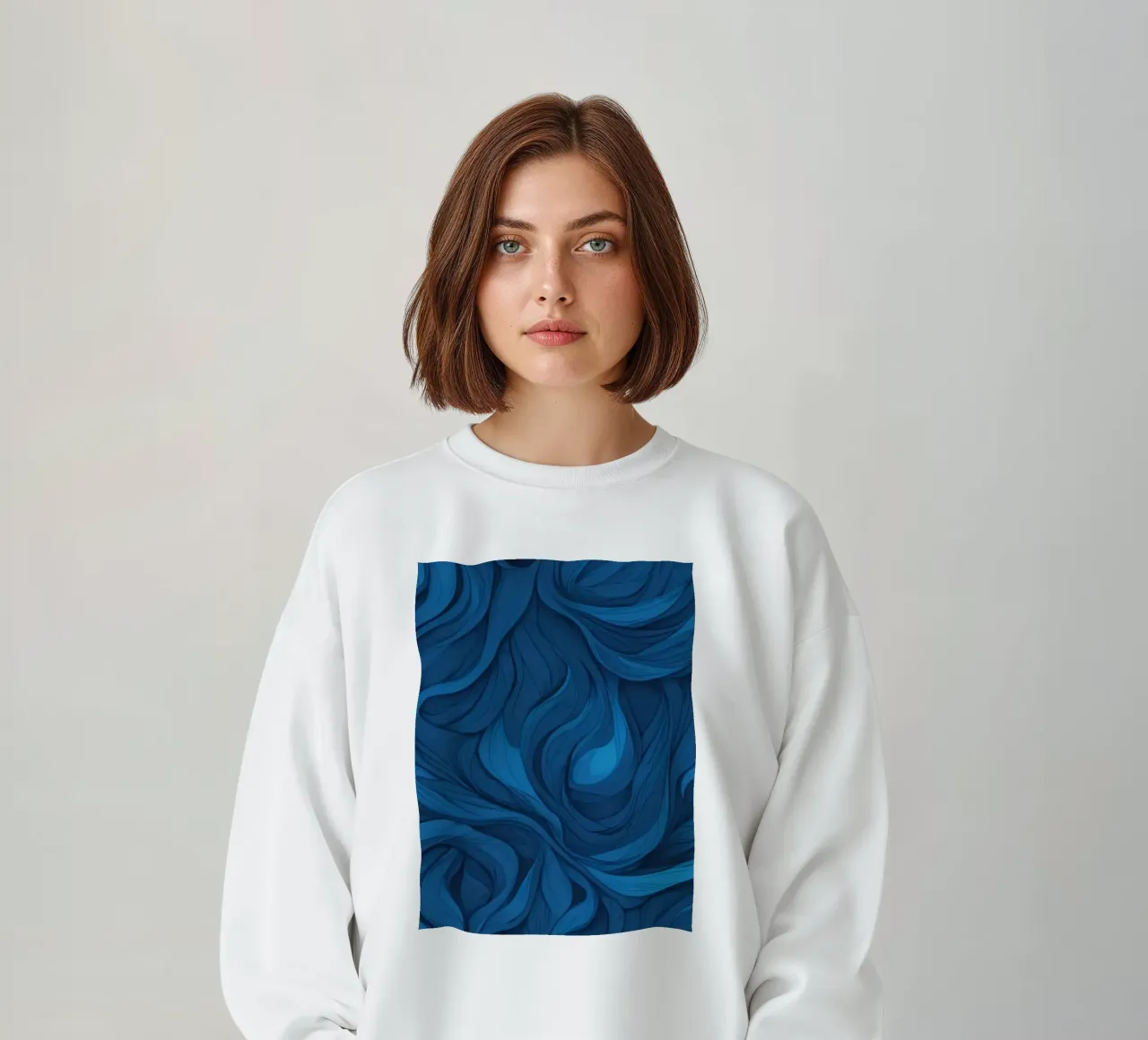 Intrincadas ondas azules en un diseño abstracto de fondo sudadera de DesignDoodle