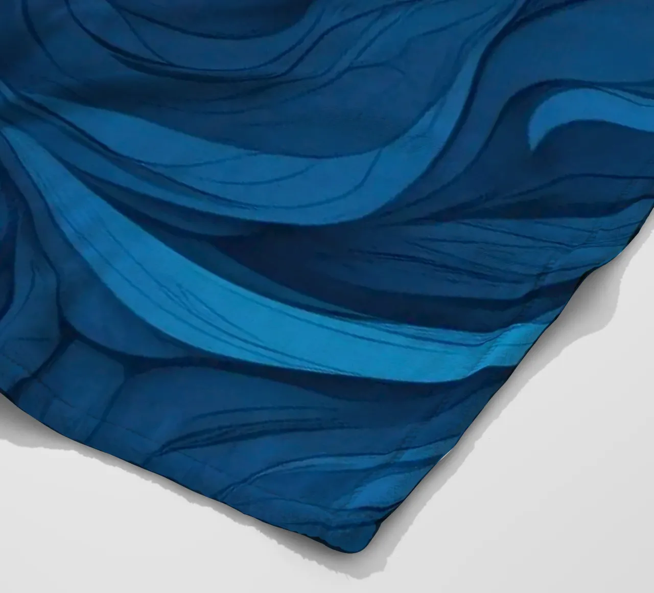 Intricate waves of blue in an abstract background design fleece blanket by DesignDoodle