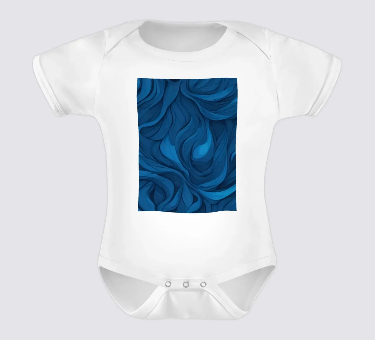 Intricate waves of blue in an abstract background design short-sleeve baby romper by DesignDoodle