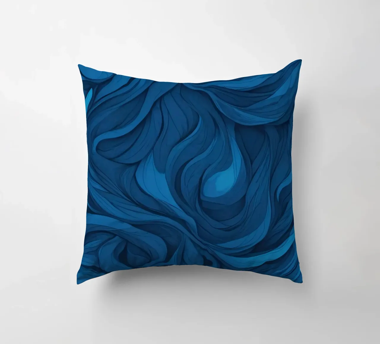 Intricate waves of blue in an abstract background design decorative cushion by DesignDoodle