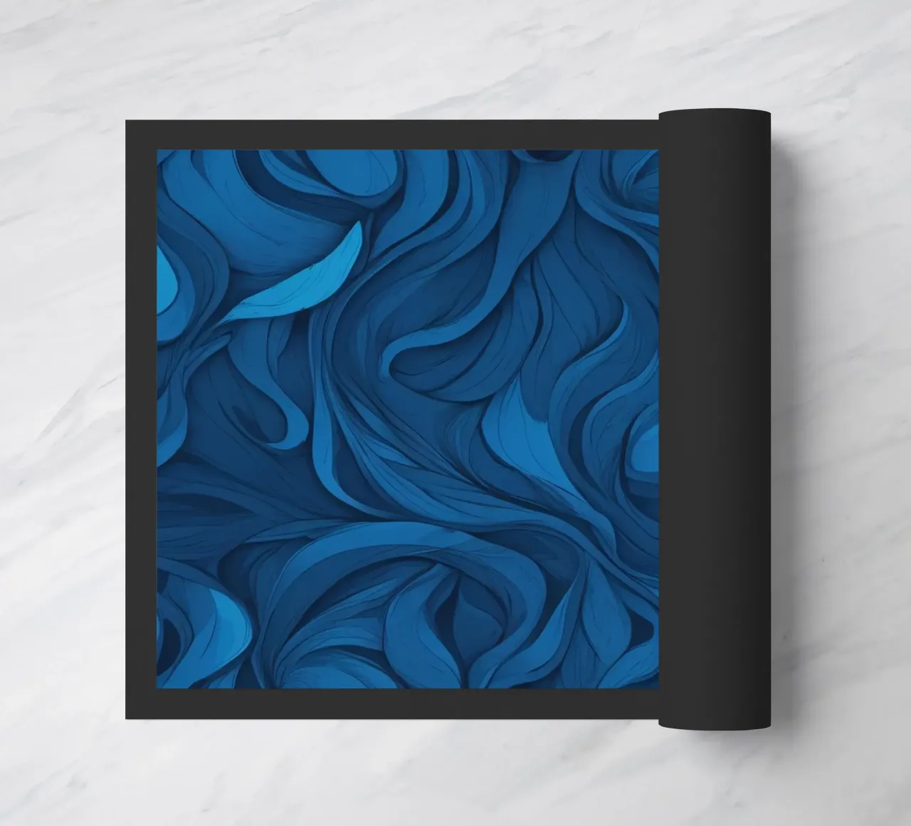 Intricate waves of blue in an abstract background design doormat by DesignDoodle
