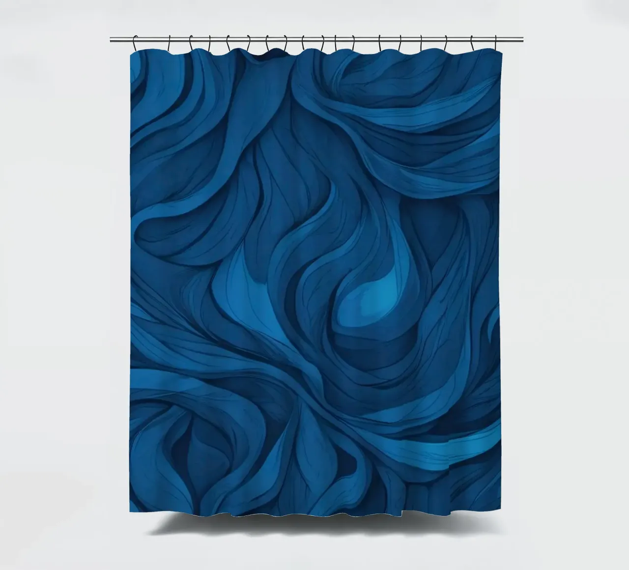 Intricate waves of blue in an abstract background design shower curtain by DesignDoodle