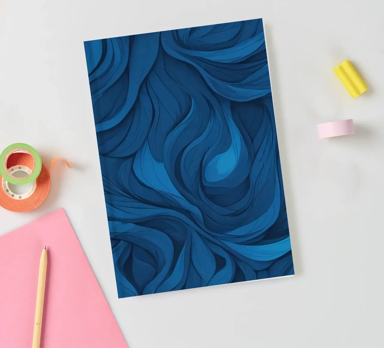 Intricate waves of blue in an abstract background design notebook by DesignDoodle