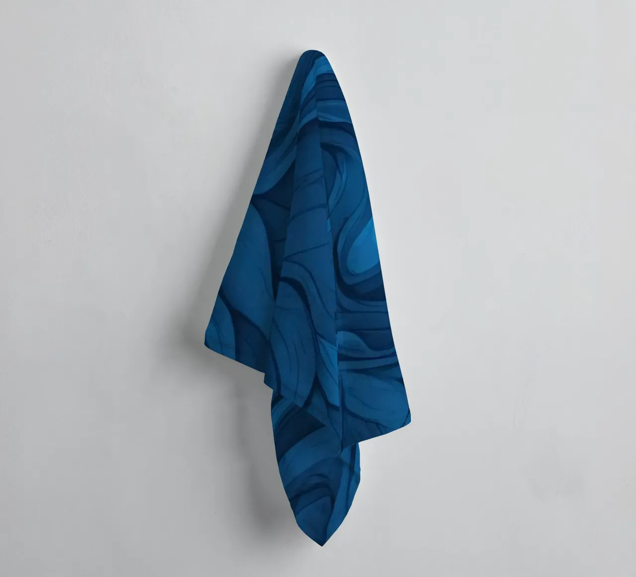 Intricate waves of blue in an abstract background design towel by DesignDoodle