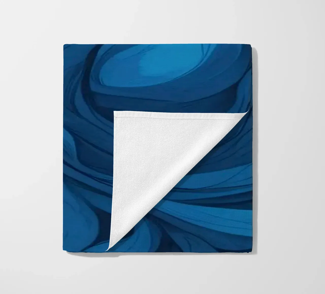 Intricate waves of blue in an abstract background design beach towel by DesignDoodle