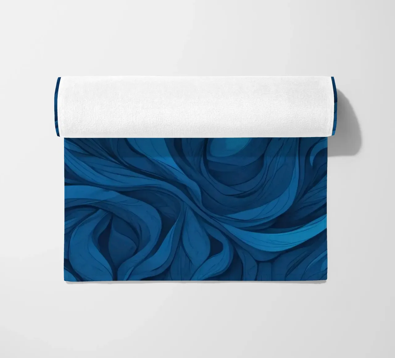 Intricate waves of blue in an abstract background design beach towel by DesignDoodle
