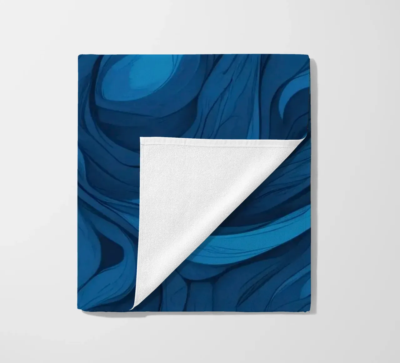 Intricate waves of blue in an abstract background design beach towel by DesignDoodle
