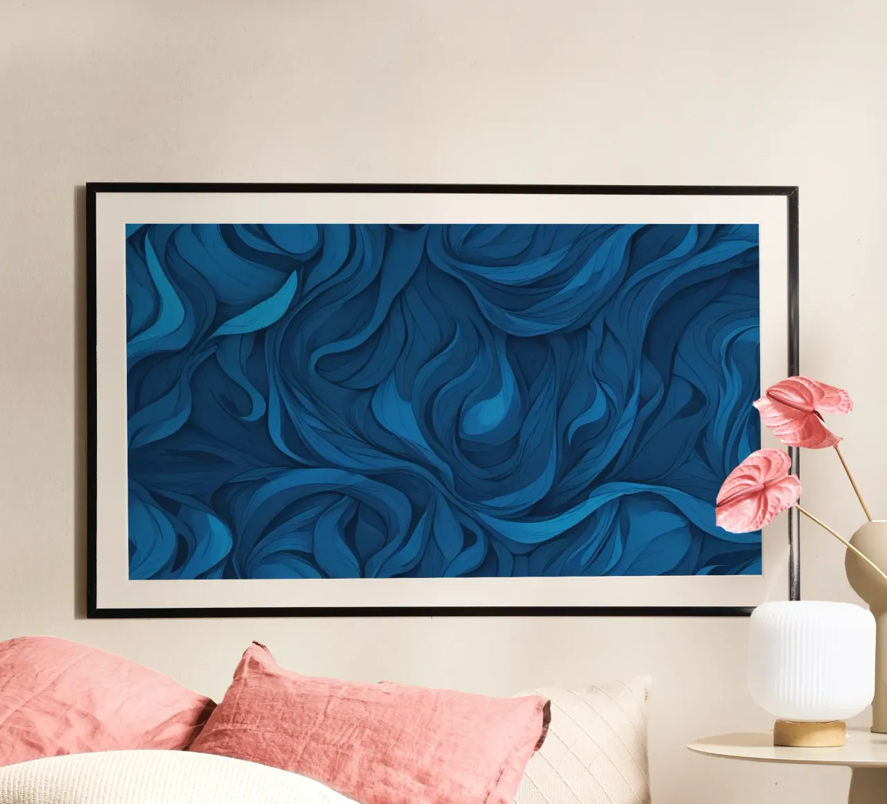 Intricate waves of blue in an abstract background design hahnemühle by DesignDoodle